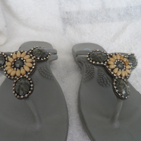 Gray bejeweled jelly flip flops size M from okaB - Picture 5 of 5